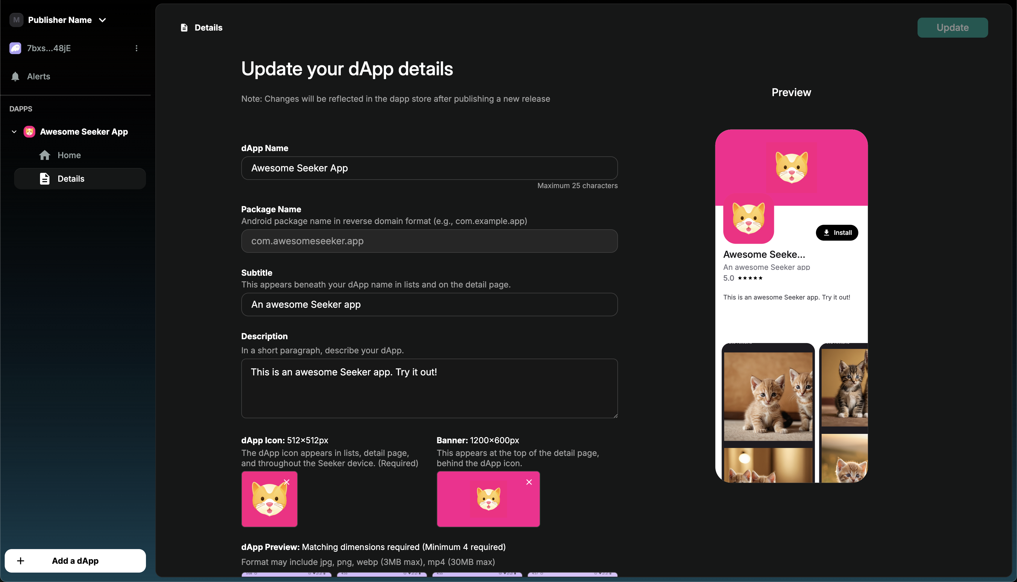 dApp details screenshot